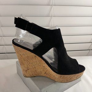 Carlos by Carlos Santana-Marlor Black Platform Open Toe  Wedge Shoes Size 9
